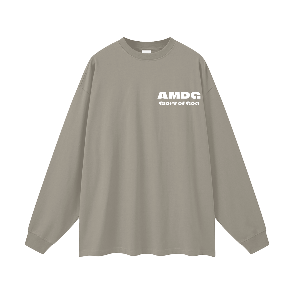 oversized unisex long sleeve t-shirt made of 100% cotton with drop shoulder and round neck design